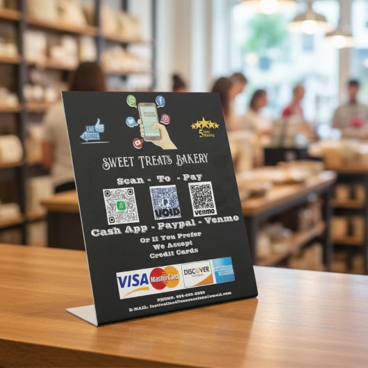 QR-Code-Pedestzeichen "Scan to Pay" Sockelschild