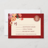QR Code Peony Red UAWG Wedding RSVP Karte (Vorderseite)