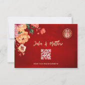 QR Code Peony Red UAWG Wedding RSVP Karte (Rückseite)