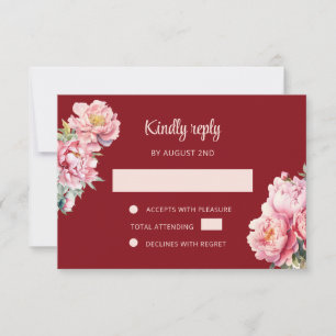 QR Code Peony Red UAWG Wedding RSVP Karte