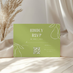 QR Code Perfect Pear Illustration Brautparty RSVP Karte