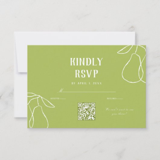 QR Code Perfect Pear Illustration Brautparty RSVP Karte (Vorderseite)