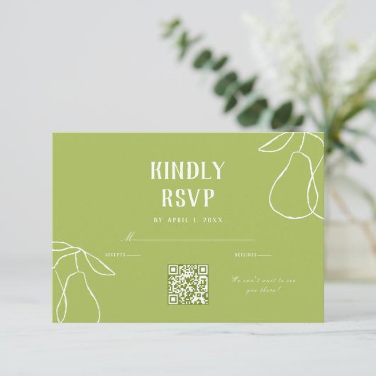 QR Code Perfect Pear Illustration Brautparty RSVP Karte (Stehend Vorderseite)