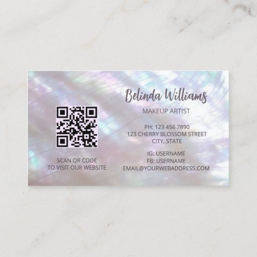 QR-Code | Perlmutt Visitenkarte (Rückseite)