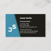 QR Code Personal Trainer Black & Blue Visitenkarte (Rückseite)