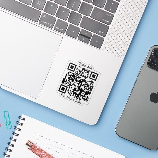 QR-Code personalisiert Aufkleber (Laptop mit iPhone)