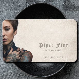 QR-Code Personalisierte Demask Vintage Tattoo Küns Visitenkarte