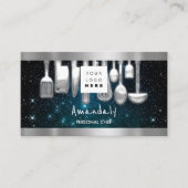 QR Code Persönlicher Koch Kochrestaurant Aquamarin Visitenkarte (Vorderseite)