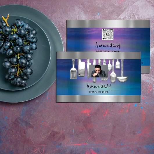 QR-Code Persönlicher Koch Kochrestaurant Foto Visitenkarte
