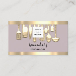 QR Code Persönlicher Koch Kochrestaurant Gold Visitenkarte