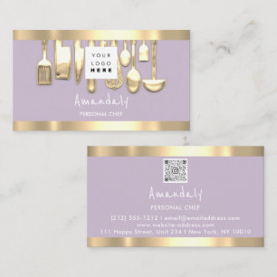 QR Code Persönlicher Koch Kochrestaurant Lavendel Visitenkarte