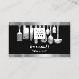 QR Code Persönlicher Koch Kochrestaurant Silver Visitenkarte