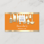 QR-Code Persönlicher Koch KochrestaurantFoodOrange Visitenkarte (Vorderseite)