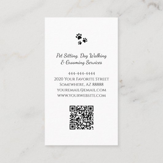 QR-Code Pet Sitter Niedlich Winking Cat Grau Visitenkarte (Rückseite)