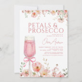 QR Code Petals & Prosecco Blush Brautparty Einladung (Vorderseite)