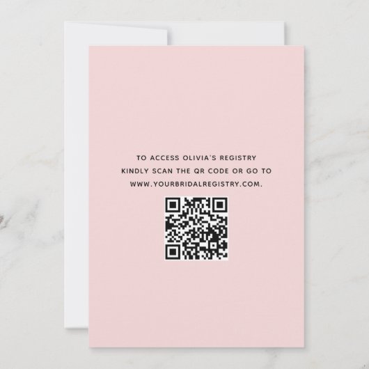 QR Code Petals & Prosecco Blush Brautparty Einladung (Rückseite)