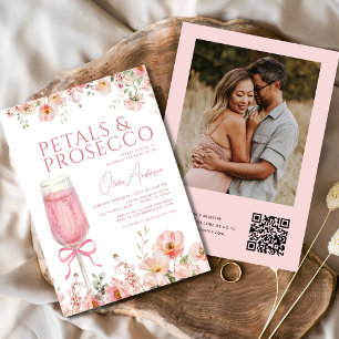 QR Code Petals & Prosecco Foto Brautparty Einladung