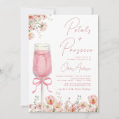 QR Code Petals & Prosecco Pink Bow Brautparty Einladung (Vorderseite)