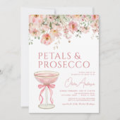 QR Code Petals & Prosecco Pink Bow Brautparty Einladung (Vorderseite)
