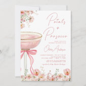 QR Code Petals & Prosecco Pink Bow Brautparty Einladung (Vorderseite)