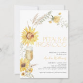 QR Code Petals & Prosecco Sunflower Brautparty Einladung (Vorderseite)
