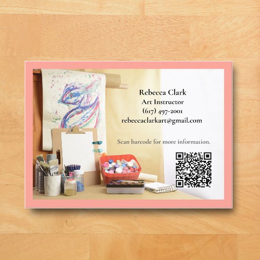 QR-Code Pfirsich-Rosa Kunstlehrer Tutor Kunstunter Visitenkarte