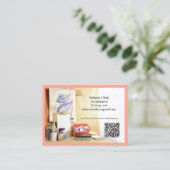 QR-Code Pfirsich-Rosa Kunstlehrer Tutor Kunstunter Visitenkarte (Stehend Vorderseite)