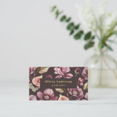 QR-Code Pflaume Dunkle Blume Femininer Chic Visitenkarte (Stehend Vorderseite)