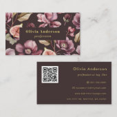 QR-Code Pflaume Dunkle Blume Femininer Chic Visitenkarte (Vorne/Hinten)