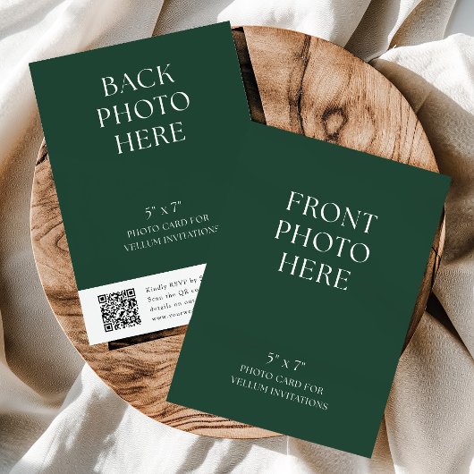 QR Code Photo Card for Vellum Wedding Invitations Einladung