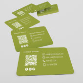 QR Code Photo Contact Olive Green Modern  Visitenkarte