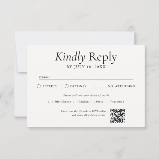 QR Code Photo Off White RSVP (Vorderseite)