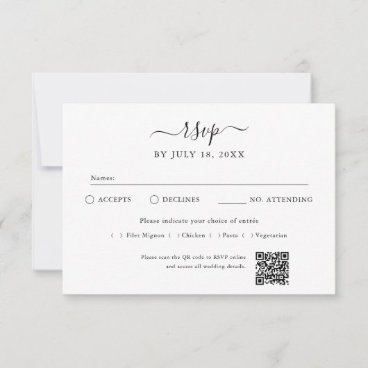 QR Code Photo Off White RSVP Karte (Vorderseite)