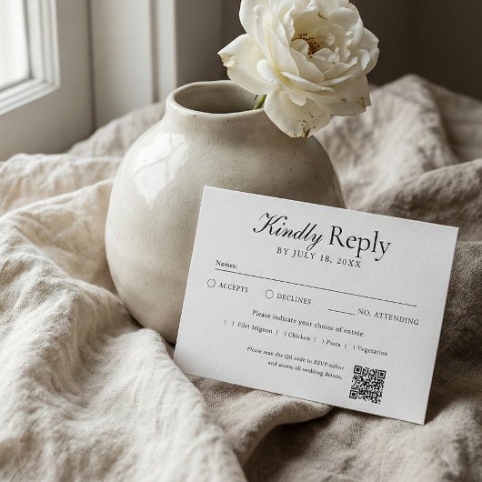 QR Code Photo Off White RSVP Karte