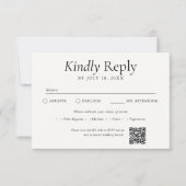QR Code Photo Off White RSVP Karte (Vorderseite)