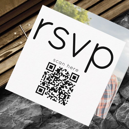 Qr Code Photo Wedding Simple Modern Elegant Rsvp Begleitkarte