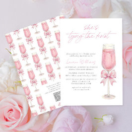 QR Code Pink Bow Shes Tying the Knot Bridal Shower Einladung
