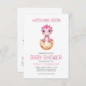 QR Code Pink Dinosaur Hatching Soon Baby Shower Einladung (Vorne/Hinten)