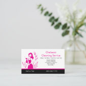 QR-Code Pink House Cleaning Service Unternehmen Visitenkarte (Stehend Vorderseite)