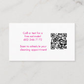 QR-Code Pink House Cleaning Service Unternehmen Visitenkarte (Rückseite)