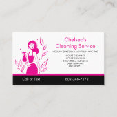 QR-Code Pink House Cleaning Service Unternehmen Visitenkarte (Vorderseite)