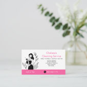 QR-Code Pink House Cleaning Service Unternehmen Visitenkarte (Stehend Vorderseite)