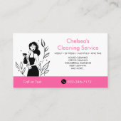 QR-Code Pink House Cleaning Service Unternehmen Visitenkarte (Vorderseite)