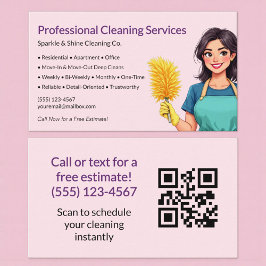 QR Code Pink Maid House Cleaning Service Visitenkarte