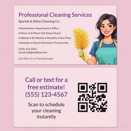 QR Code Pink Maid House Cleaning Service Visitenkarte