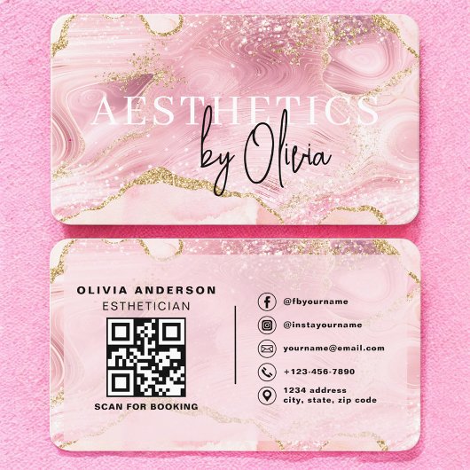 QR-Code Pink Marmor Esthetikerin & Spa Visitenkarte