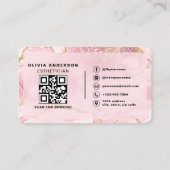 QR-Code Pink Marmor Esthetikerin & Spa Visitenkarte (Rückseite)