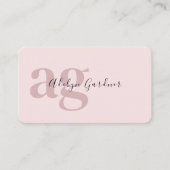 QR-Code Pink Monogram Script Social Media Visitenkarte (Vorderseite)