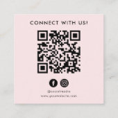 QR-Code Pink Weißes benutzerdefiniertes Logo Verbi Quadratische Visitenkarte (Rückseite)