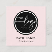 QR-Code Pink Weißes benutzerdefiniertes Logo Verbi Quadratische Visitenkarte (Vorderseite)